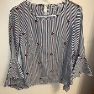 Striped  blouse with rose details